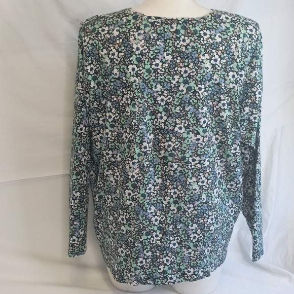 Women's Size 3X Floral Long-Sleeve Top Cotton Spring Casual - Picture 3 of 7